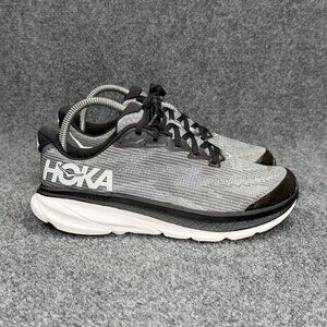 Hoka Clifton 9 Running Shoes Youth 6.5 Black Grey Athletic Run Training Sneakers